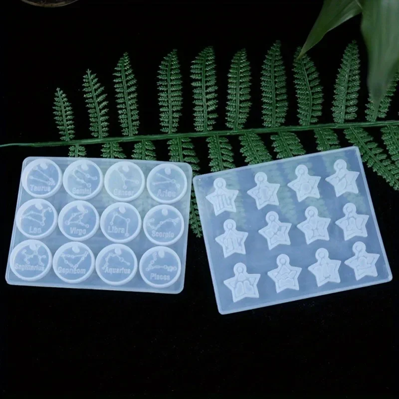 12 Zodiac Constellation Resin Molds Round Star Zodiac Sign Epoxy Silicone Casting Mould for DIY Jewelry Crafts Making Supplies