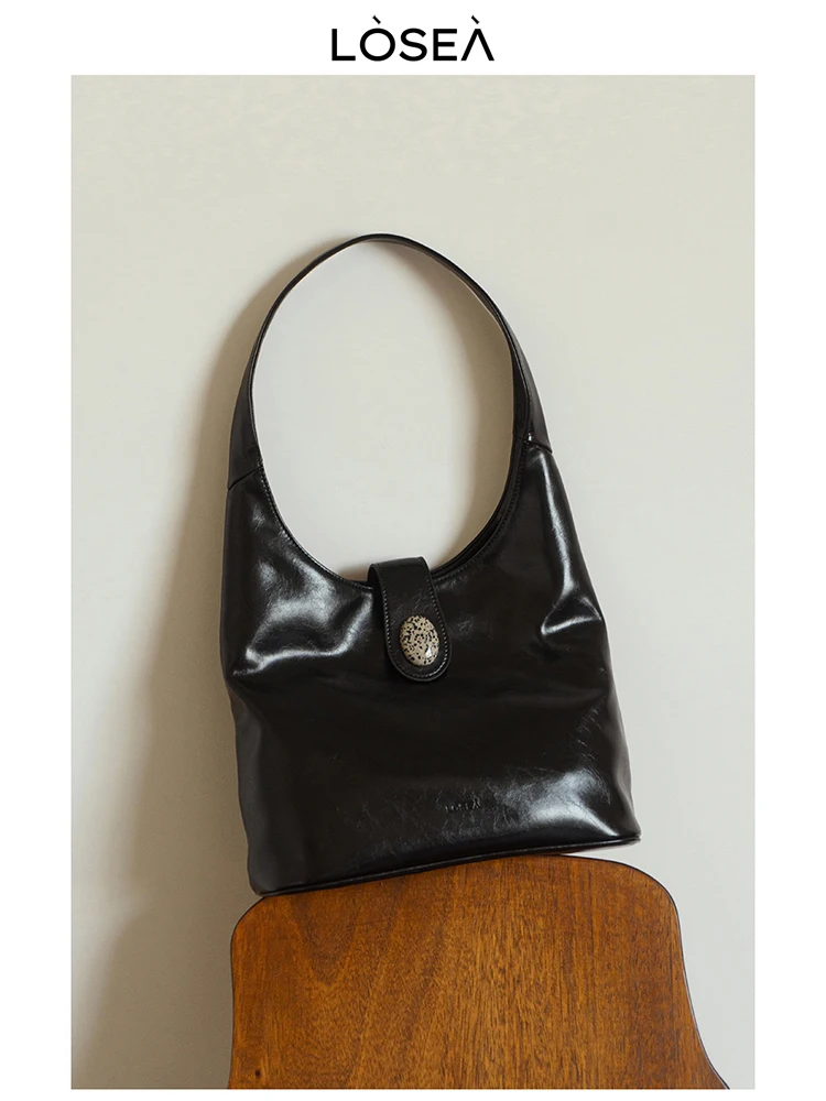 

Original LOSEA 'Nan Xun Ji' Eastern Aesthetic Spot Stone Tote Bag Women's 2025 New Bla Single oulder Bag Casual Buet ape