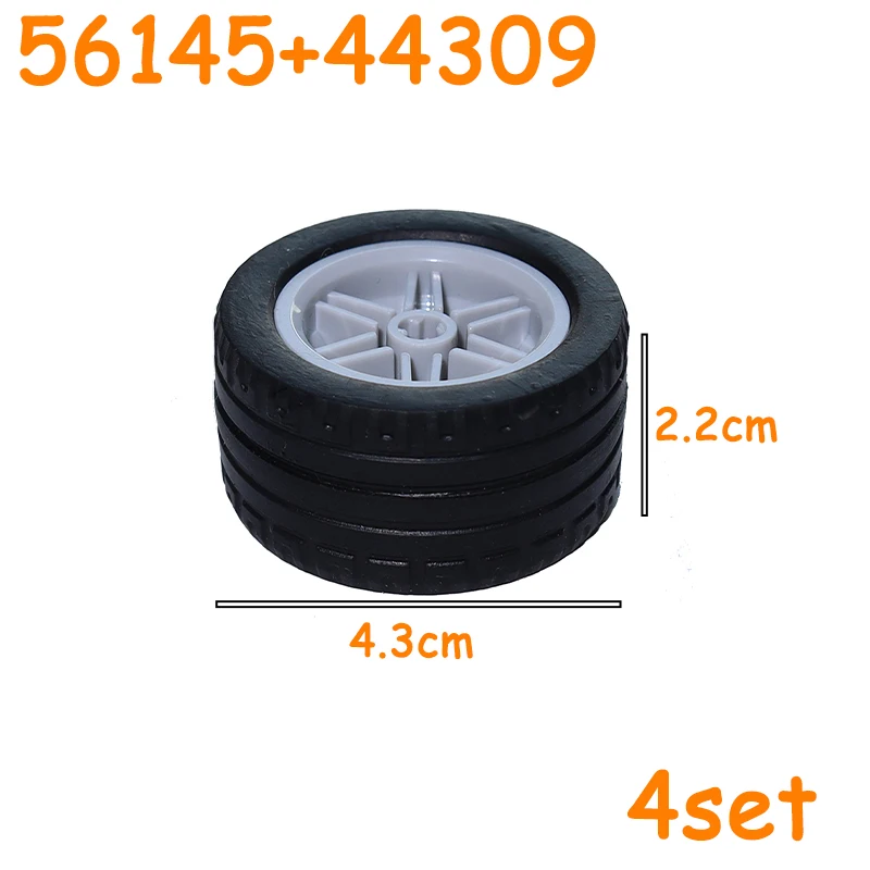 Technisches Reifenrad, Auto-LKW-Räder, Nabe, Steine, MOC, Motorrad-Reifen und Felgenbausteine, 56145, 44309, 86652, 32019 15038 23798