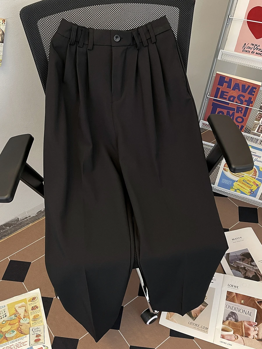 

Cleanfit Men's Casual Loose Straight Leg Pants Summer Trendy Brand Pure Color Drapey Versatile Long Trousers Japanese Sle