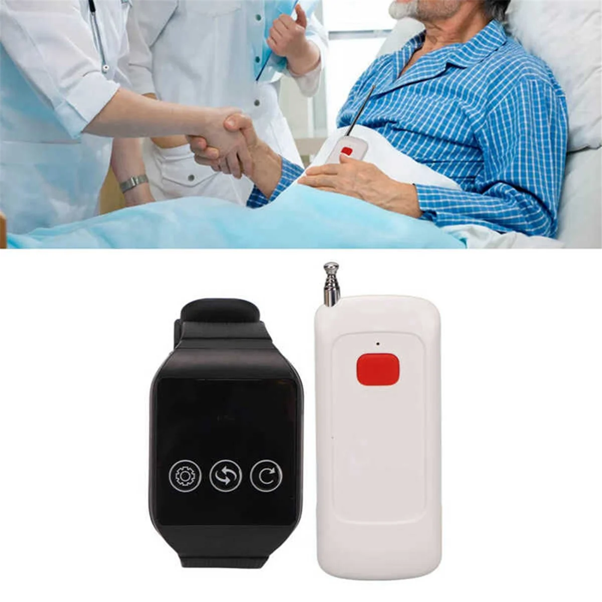 Pager de cuidador sem fio, sistema de chamada de enfermeira sem fio, botão de alerta à prova d'água para hospital doméstico