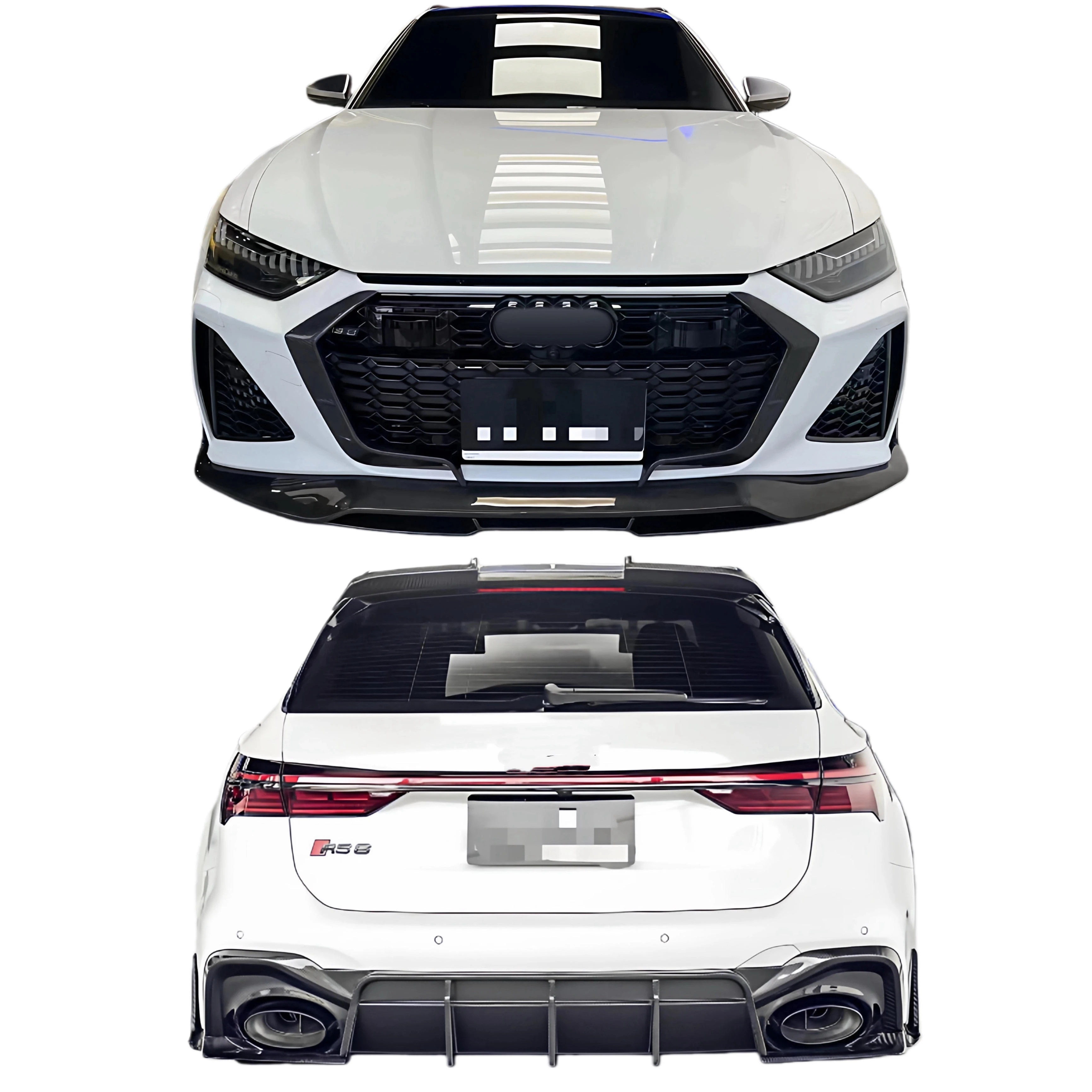 Carbon Fiber FD Style RS6 Car Rear Bumper Diffuser for  RS6 A6 C8 Avant Wagon 4-Door 2019-2021