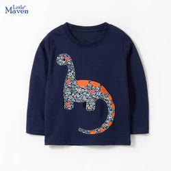 Little Maven Baby Boys Girls Children's Clothing 2024 Autumn Cartoon Dinosaurs Long Sleeves T-shirts Cotton Tops Kids Clothes