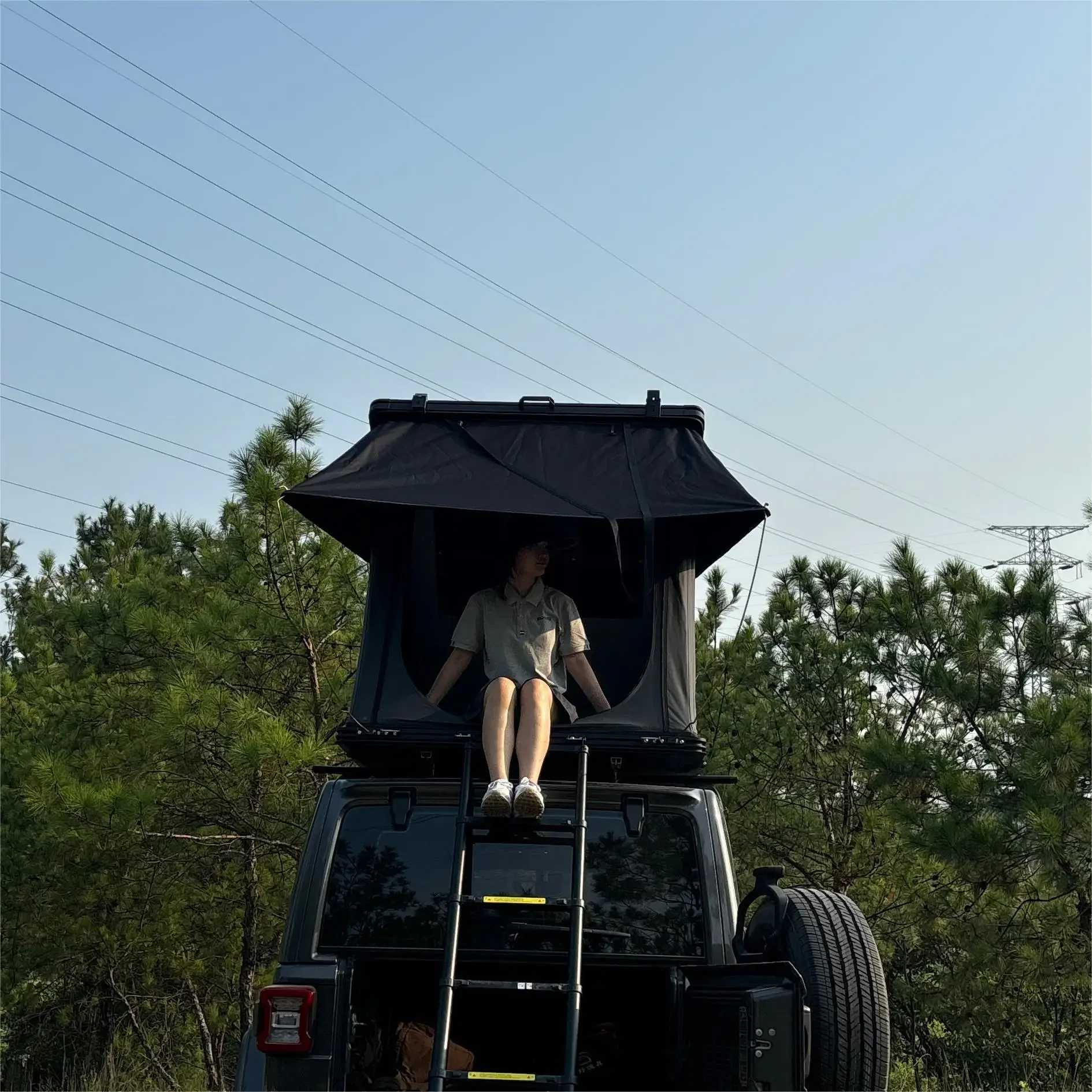 Folding Portable Waterproof Car Roof Top Tent Bigger Space WILD CLOUD Elevated Triangle Hard Shell for Camping Outdoor Travel