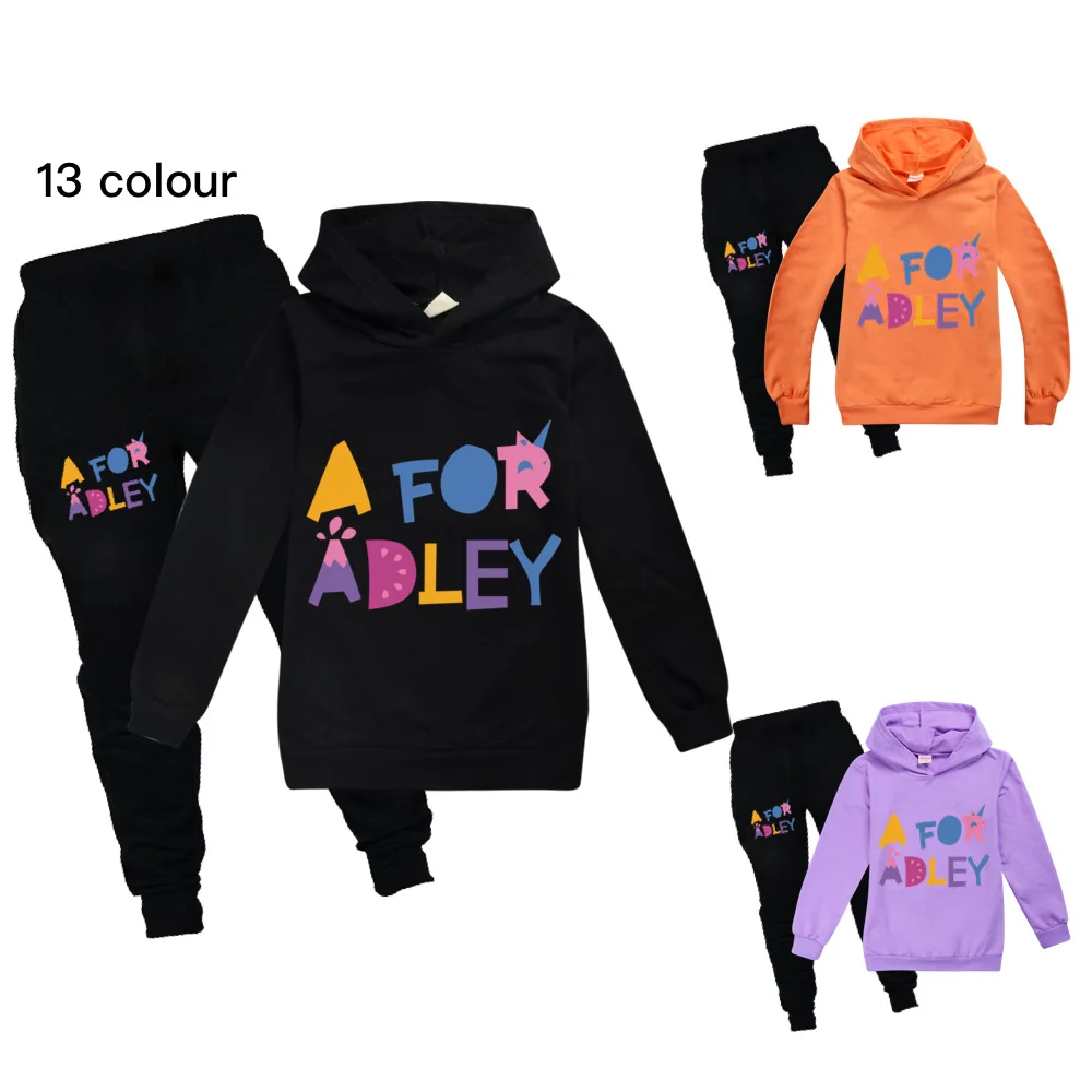 

2022 Auutumn Cartoon A FOR ADLEY Clothes Kids Hoodies Pants 2pcs Set Baby Boys Sportsuit Toddler Girls Outfits Children Clothing