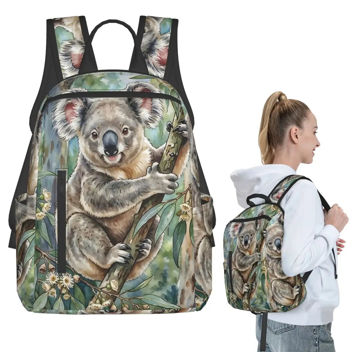 Mochila Baby Koala Bear Hug A Branch, mochila para estudiantes, mochila escolar para niños, bolsos de hombro para ordenador portátil, hombres y mujeres