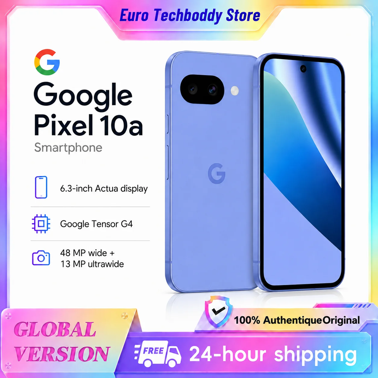 Google Pixel 10a | 8GB+256GB | 30+ heures d'autonomie de la batterie | résistant à l'eau IP68, chipset Tensor G4 | 7 ans de mises à jour Pixel | doubl