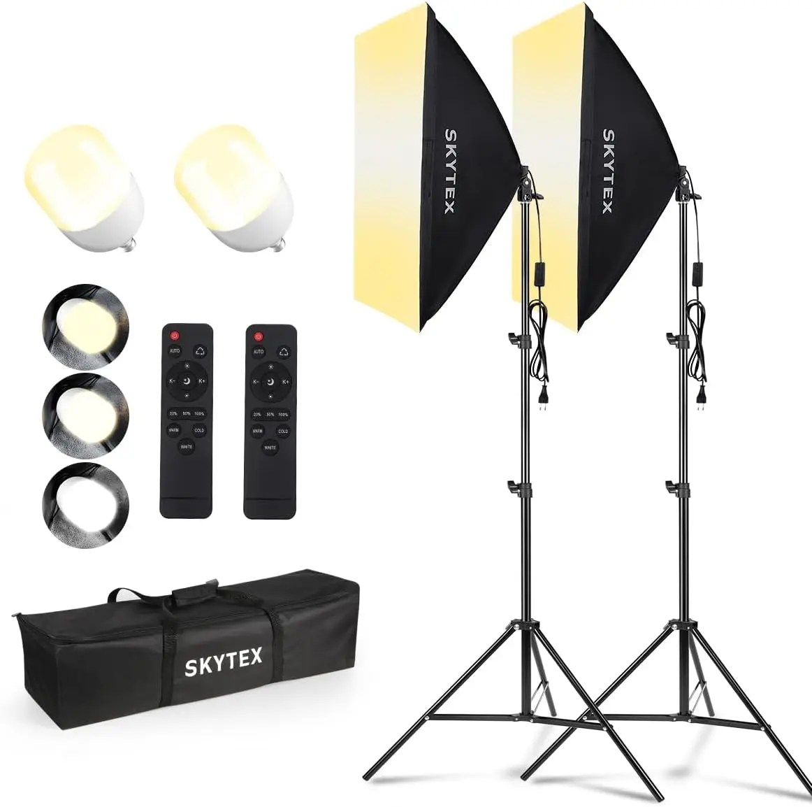 

2-Pack 20x28in Softbox Lighting Kit, 135W LED Bulb 2700-6400K, Continuous Photography Light for Studio Shooting