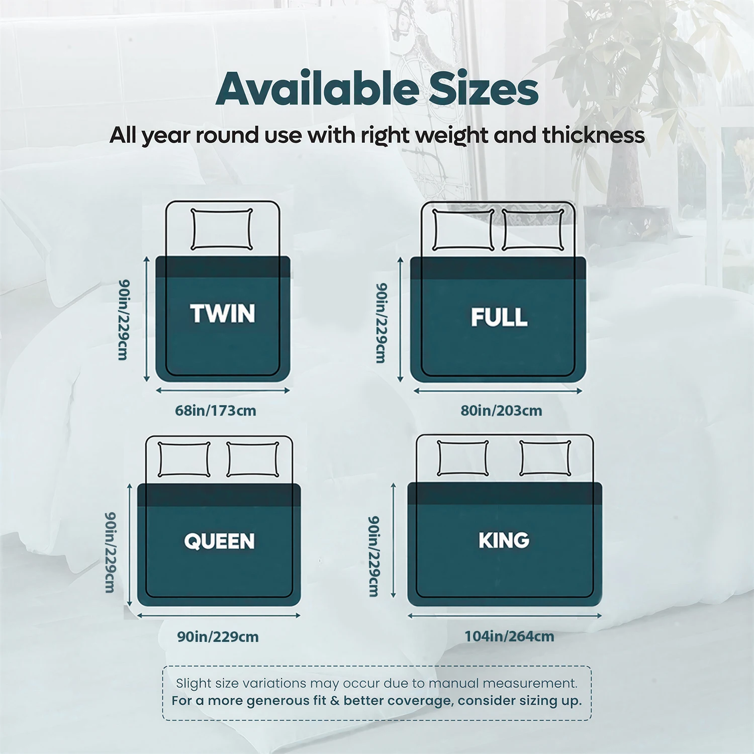 Luxury Oversized Down Alternative Comforter Duvet Insert, Extra Fluffy Box-Stitch All-Season Comforter with 8 Corner Tabs, Soft Cloud-Like Warm Bedding Blanket Machine Washable Quilt for Twin Full Queen King Bedroom & Guest Room
