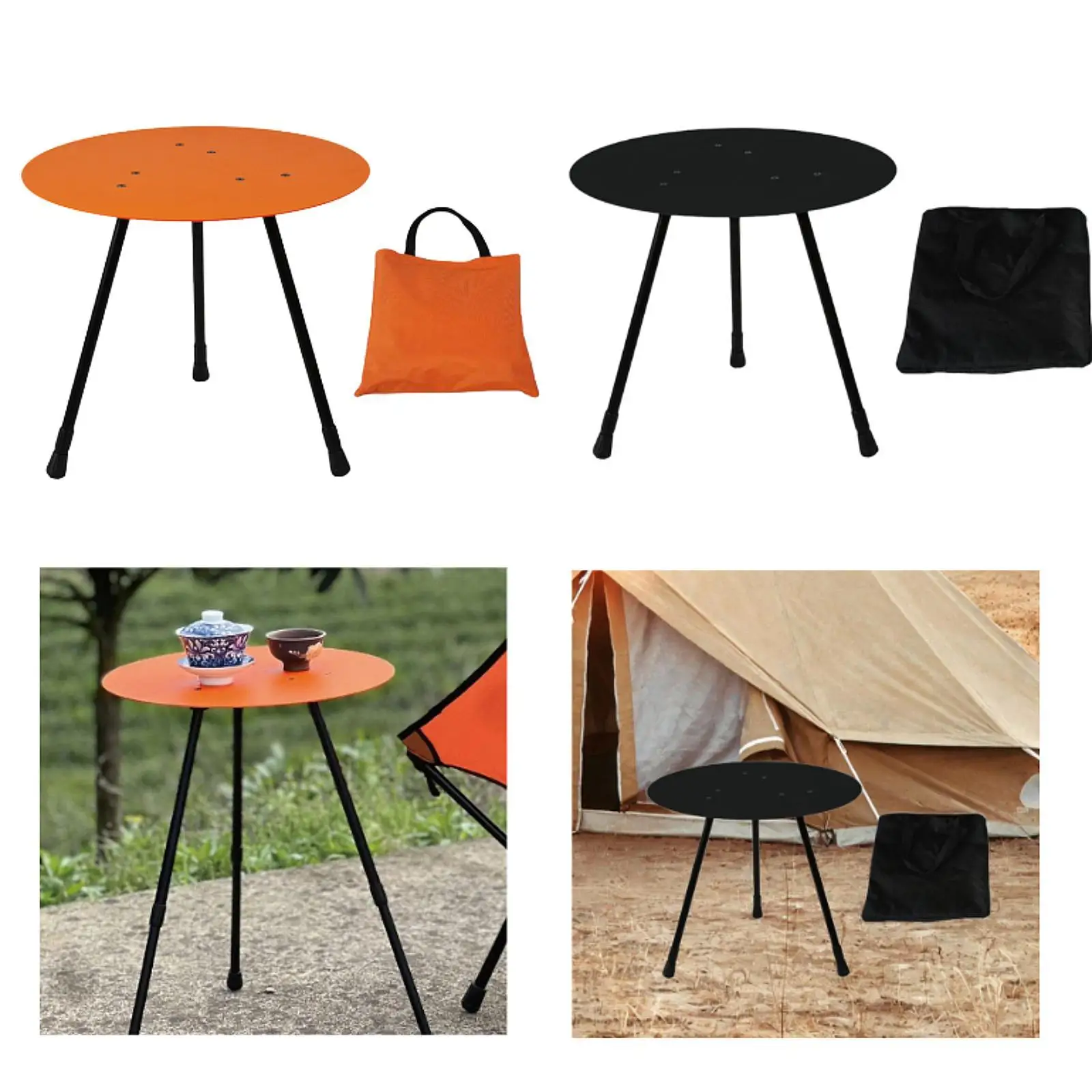 Folding Round Table 3 Legged Dining Table for Backyard Outdoor Outside