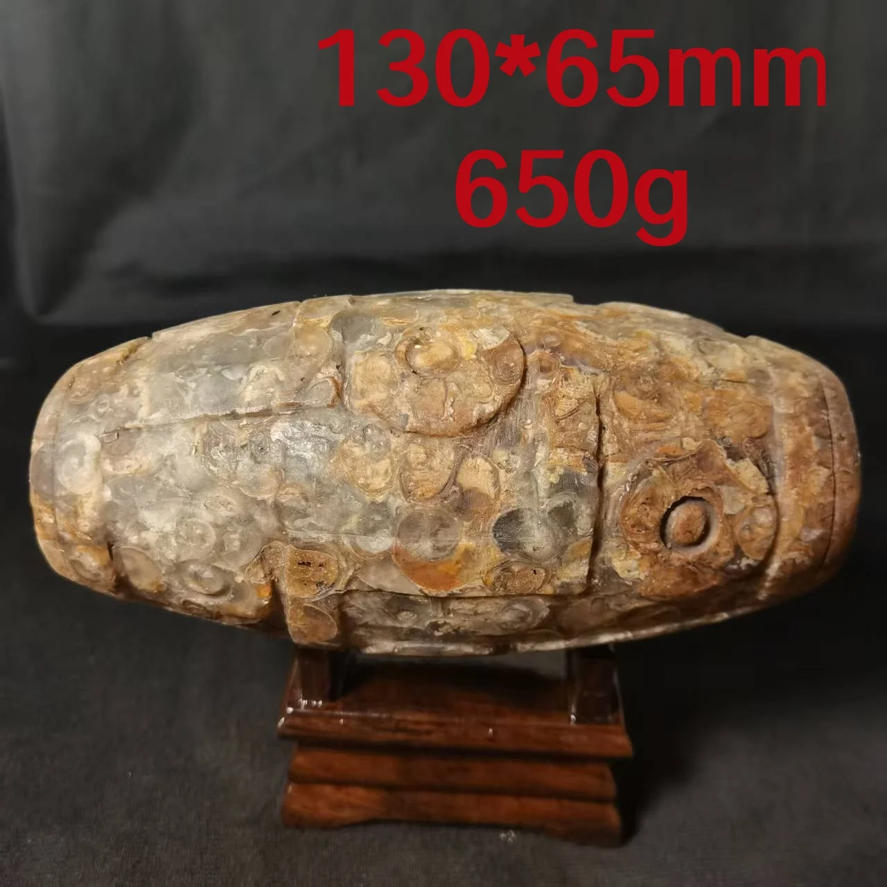 

Big Ornament 9 Eyes Conch Powerful Chinese Amulet Beads Collection with wooden stand