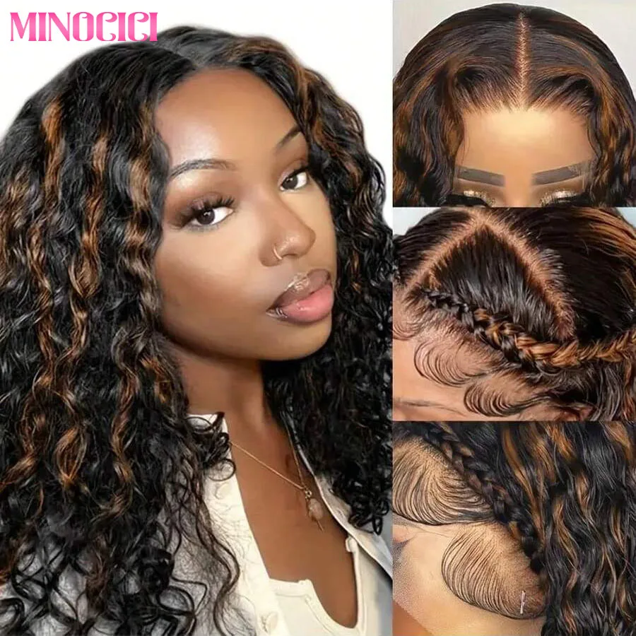 

P1B/30 Парик с глубокими волнами, человеческие волосы, предварительно выщипанные, 13x6, Ombre Highlight, парик спереди, человеческие волосы с детскими волосами, плотность 200% для женщин