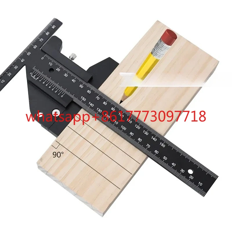 Woodworking scribing ruler, aluminum alloy T-shaped scribing tool, depth vernier measuring ruler, multifunctional DIY