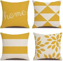 Cushion cover 45x45 cm square golden yellow geometric modern decorative cushion cover for pillows living room sofa home decor