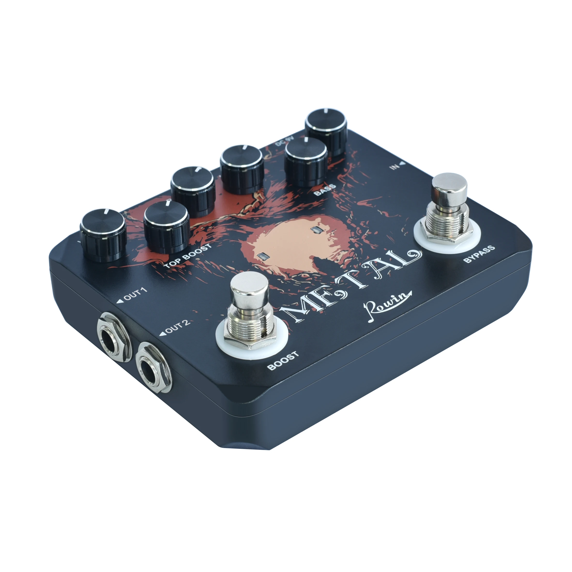 Rowin LTD-58 80s & 90s Ultimate Metal Sound Rock Solo pedale effetto chitarra elettrica True Bypass uscita auricolare per chitarristi