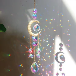 1 Piece Crystal Wind Chime Suncatcher Bedroom Balcony Patio Sun Moon Prism Pendant Good Home Decorations