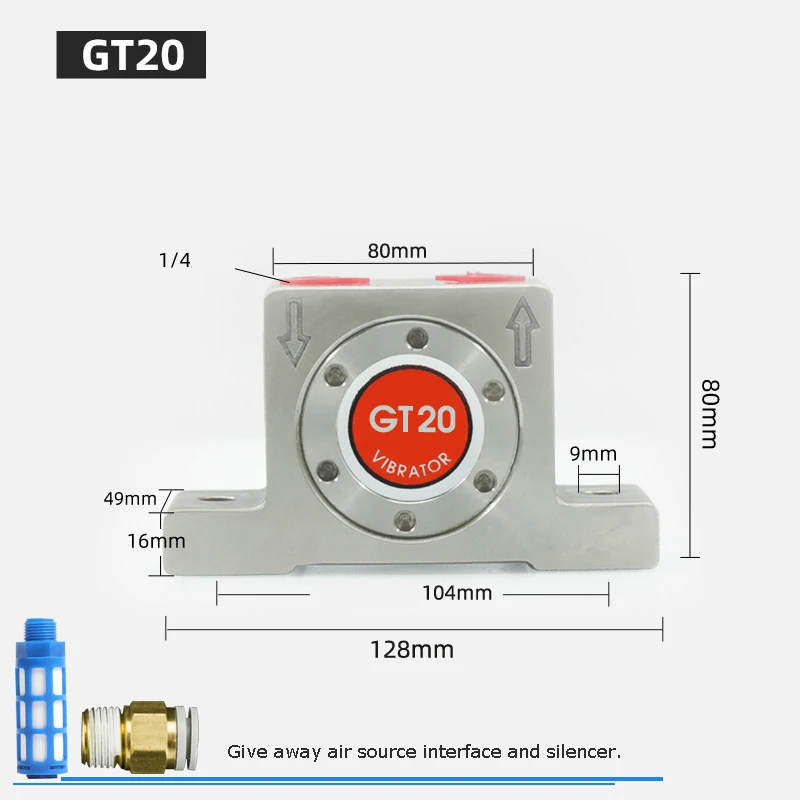 GT Series Pneumatic Turbine Vibrator Stainless Steel Compact Air Powered Hopper Industrial Pneumatic Turbine Vibrator