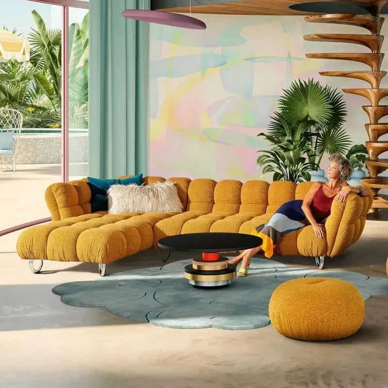 Tofu cubes puff module fabric sofa living room flat corner