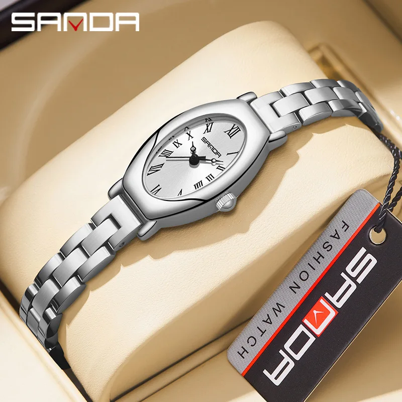 Sanda 1123 New Arrival Elegant Design Roman Number Square Dial Waterproof Quartz Movement Business Women Analog Wrist Watch