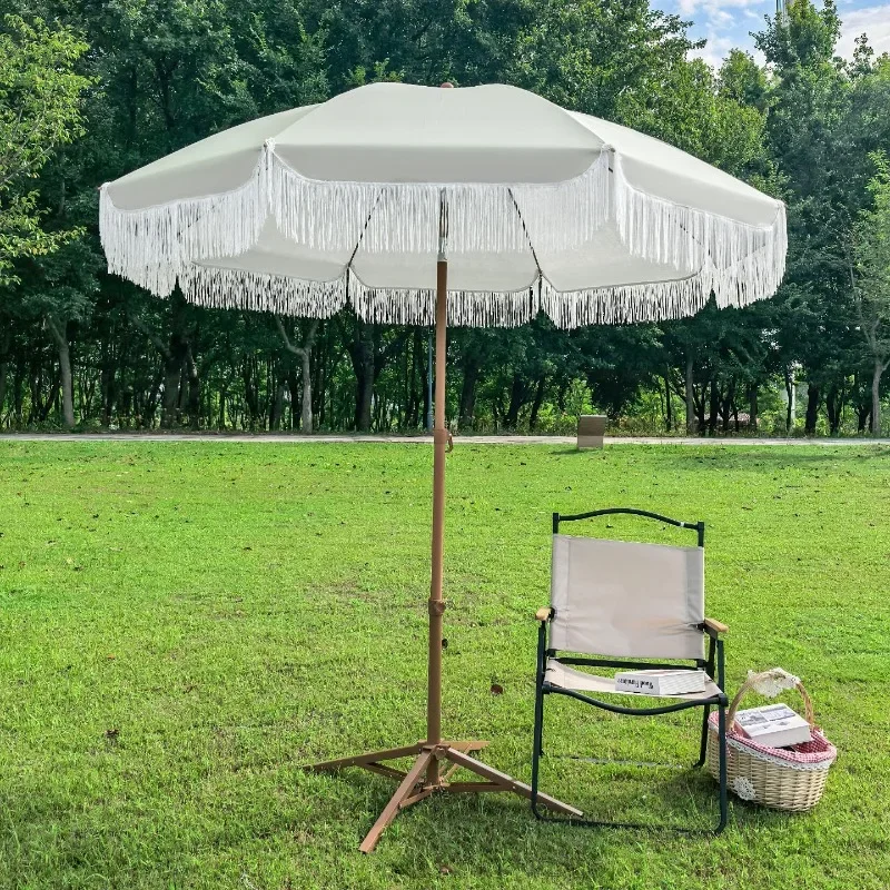 Beach Umbrella Tassel Sun Shade Patio Terrace Pool Outdoor Cross Border Export Picnic Umbrella Umbrella Beach Patio Furniture