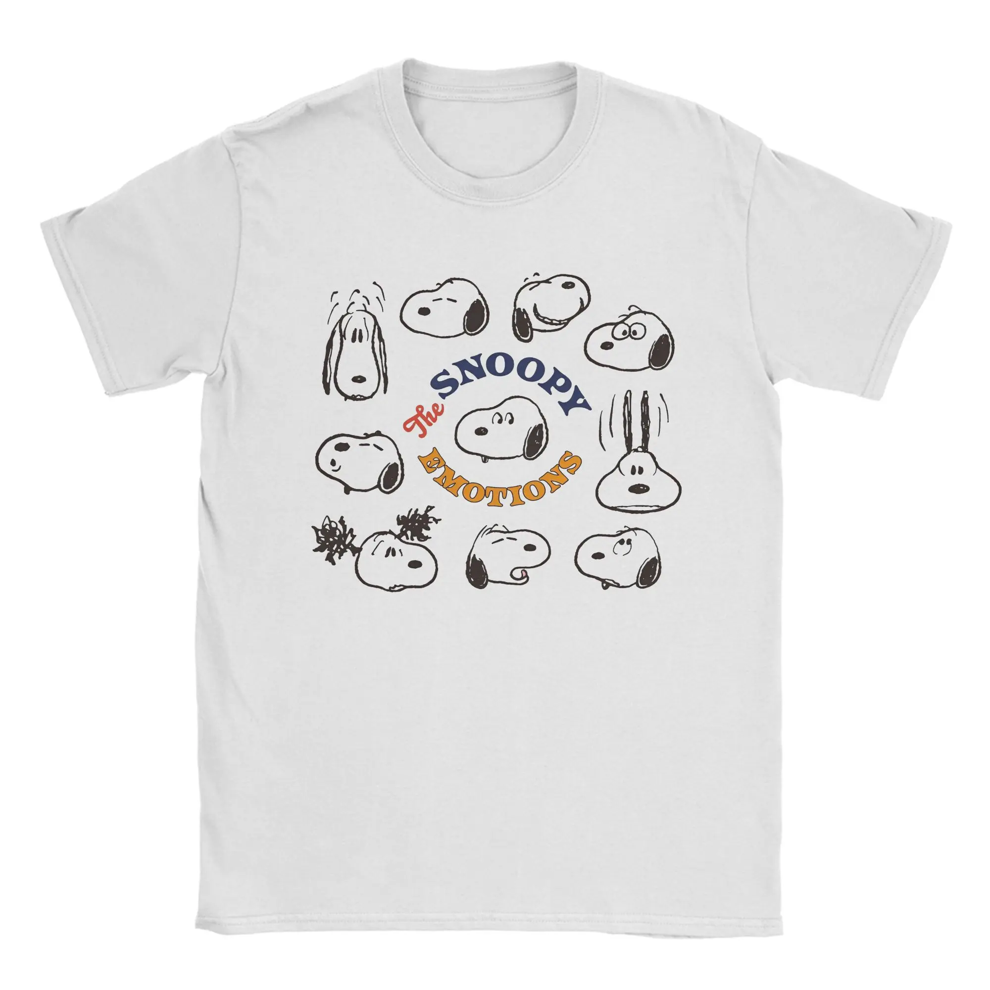 Snoopy The Emotions T-Shirt for Men Women  Vintage Cotton Tee Shirt Round Neck Short Sleeve T Shirt Printed Tops