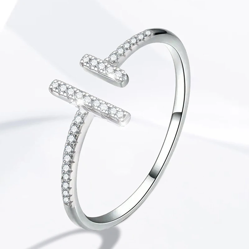 Women's 925 Sterling Silver Adjustable Zircon Ring, Luxury Gift