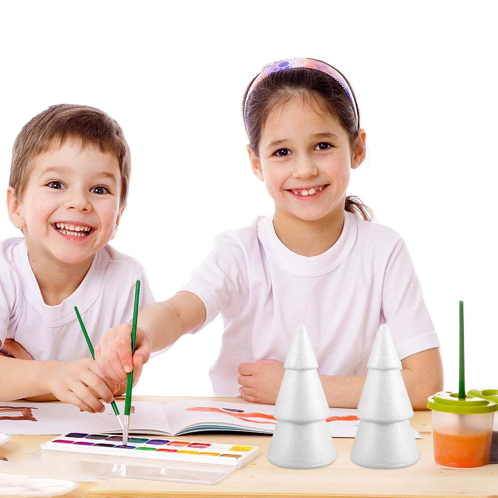 

2Pcs Christmas Tree Foam Cone Polystyrene White 20x10.5cm DIY Craft Supplies Holiday Tabletop Decor Xmas Ornament