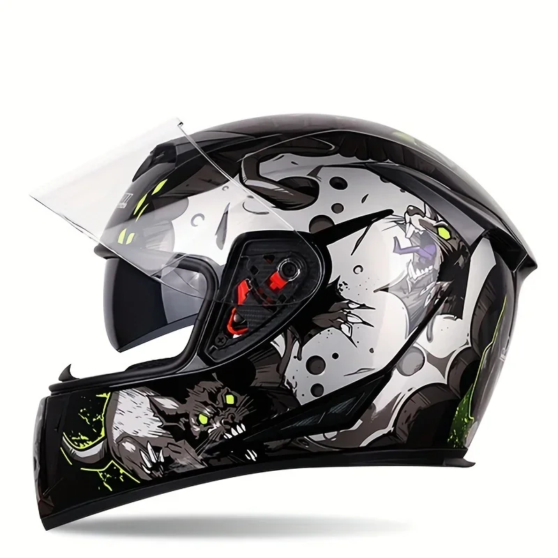 Capacete de motocicleta de rosto inteiro Gluttonous Rats, viseira dupla, equipamento de segurança ABS para homens e mulheres, legal, bicicleta elétrica