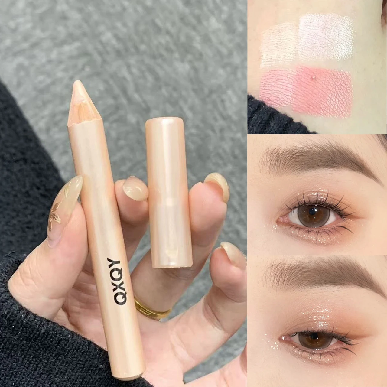 QXQY 3D Unter-Augen-Highlighter-Stift Wasserfest Verwischungsfest Langanhaltend Multifunktionaler Eyeliner Aufhellender Aegyo Sal Make-up-Stift – Detail 10