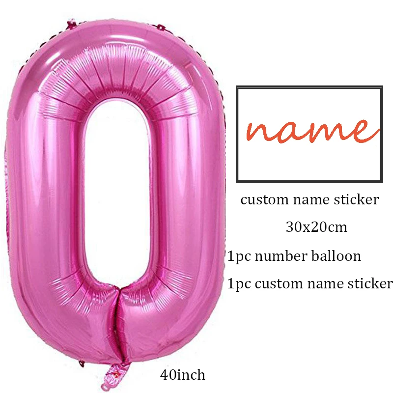 40 pollici Magenta 0-9 numero palloncini Foil adesivi con nome personalizzato per la decorazione di compleanno forniture per feste Baby Shower per ragazze