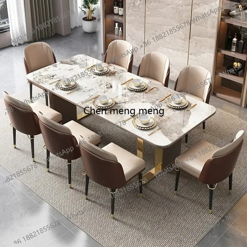 M178 Luxury 6 Person Dining Table Gold Legs Unique Stainless Steel Dining Table Kitchen Restaurant Nordic Stoly Do Jadalni