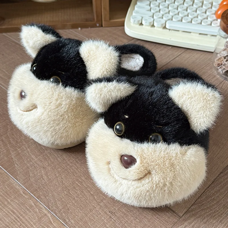 

Cute Cartoon Dog Cotton Slippers for Women2025 Autumn and Winter New Fashionable and Versatile Casual Cotton Slippers with A Cap