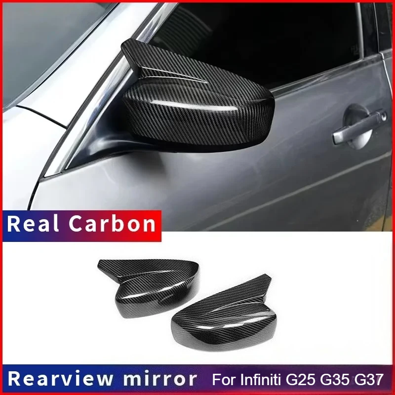 

For Infiniti G25 G35 G37 Real Dry Carbon Fiber Horn Rearview Mirror Cover Body Kit Exterior Decoration Modification Accessories