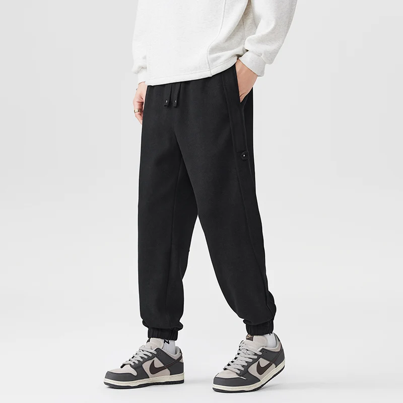 

New black sweatpants for spring and autumn, men's loose-fitting and tight-waisted sportswear and casual pants