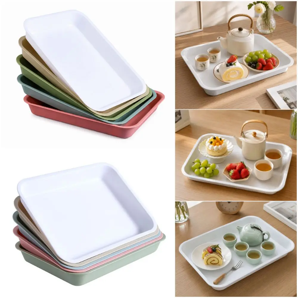 High Quality Multicolor Serving Tray Multi-sizes Plastic Food Tray Deepen Rectangle Cooking Tray Home Kitchen