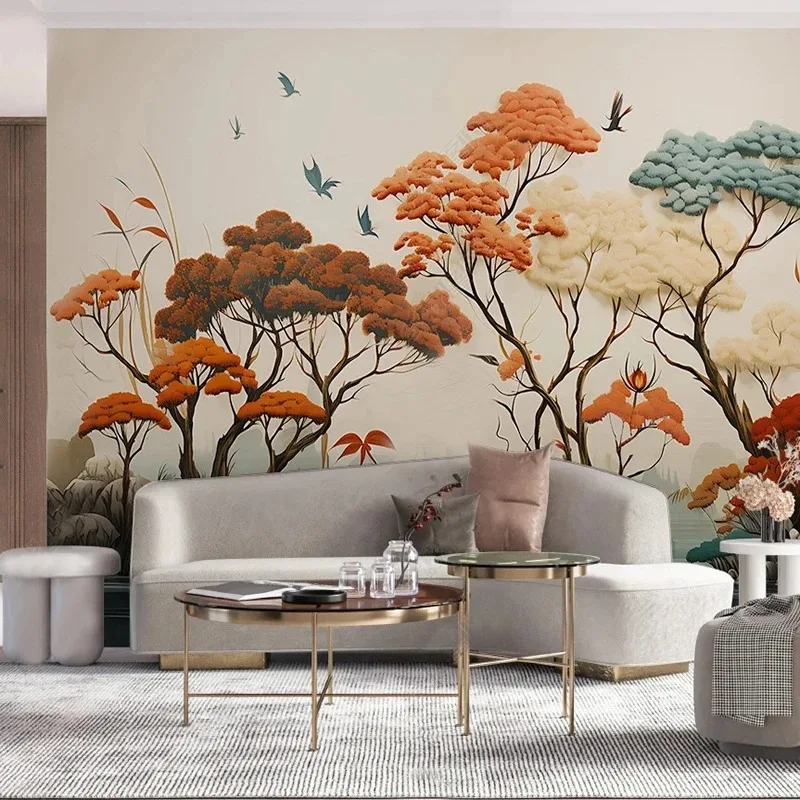 

Custom Wallpaper Art hand-painted Rainforest Plants Flowers Mural Wall Painting Living Room TV Sofa Study Home Decor Background