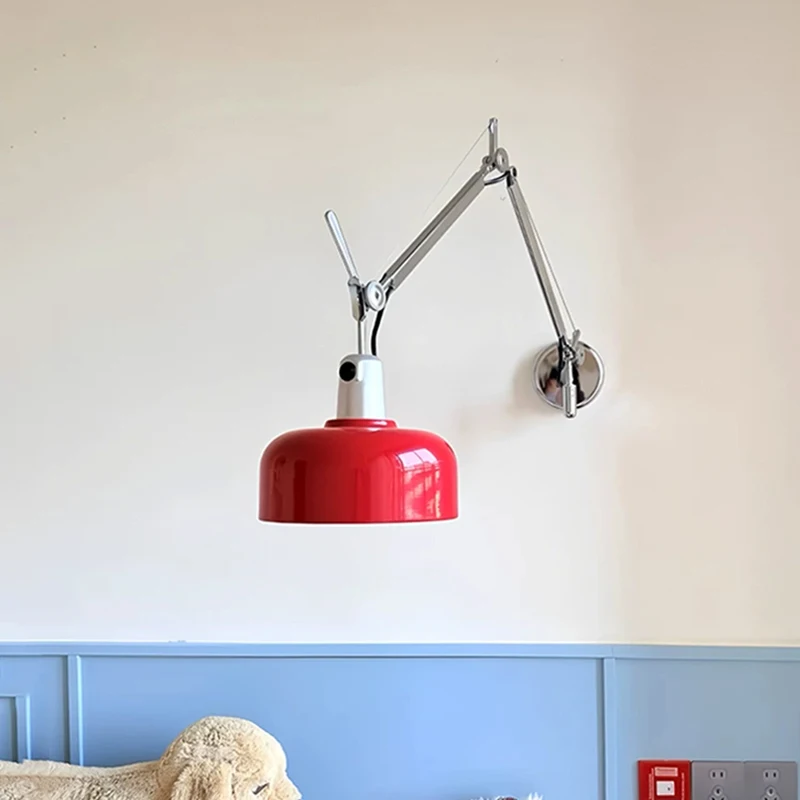 Memphis Long-Arm Rocker Telescopic Wall Lamps Bedroom Bedside Lamp French Industrial Style Living Room Study Reading Wall Lights