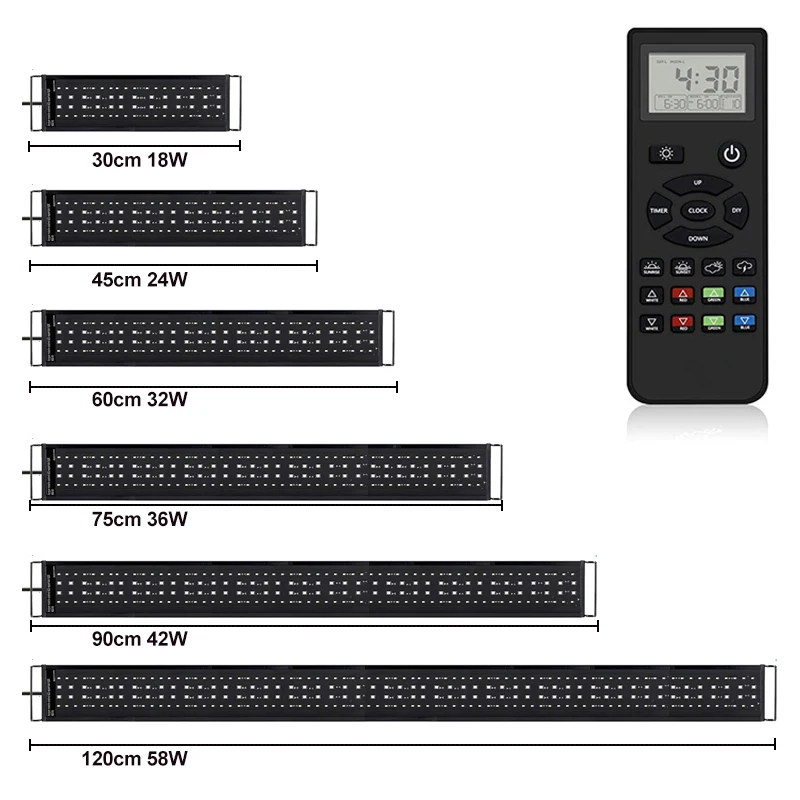 Remote Control 24/7 Smart WRGB Light Emitting Diode Grow Fish Tank Full Spectrum Live Plant Fish Tank 12-55 inches