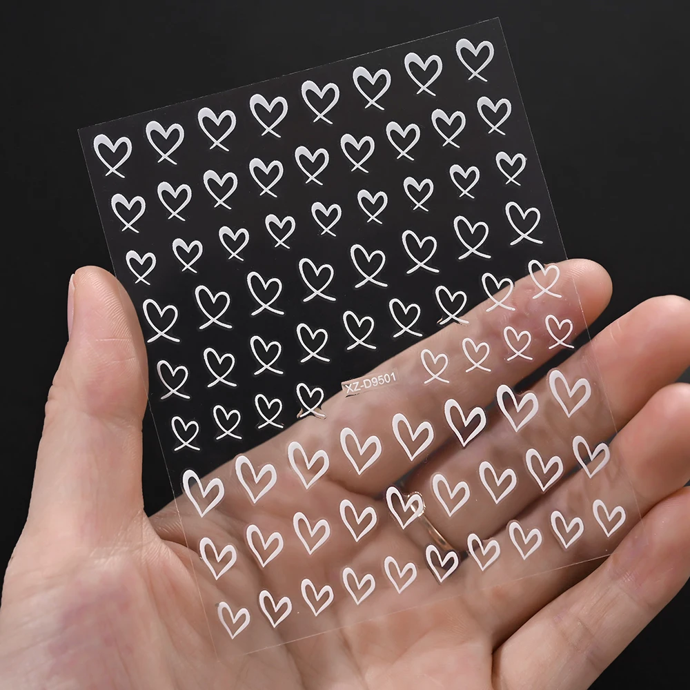 8 hojas de pegatinas para uñas con diseño de corazón torcido rosa Y2K, calcomanías para uñas de amor sexis para el Día de San Valentín, deslizadores de manicura plateados con láser blanco