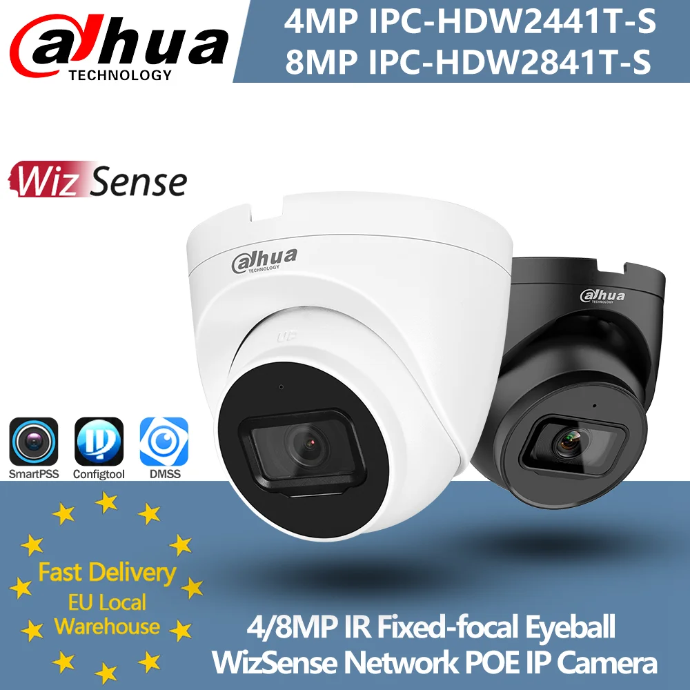 Dahua 8MP IPC-HDW2841T-S 4MP IPC-HDW2441T-S Original 4K WizSense POE caméra IP réseau IR 30M intégré micro fente SD SMD Plus IVS