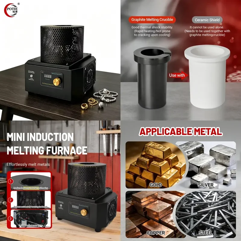 220V 3500W 1600 degree melting furnace 1kg gold melting machine induction heating furnace for metal silver and aluminum