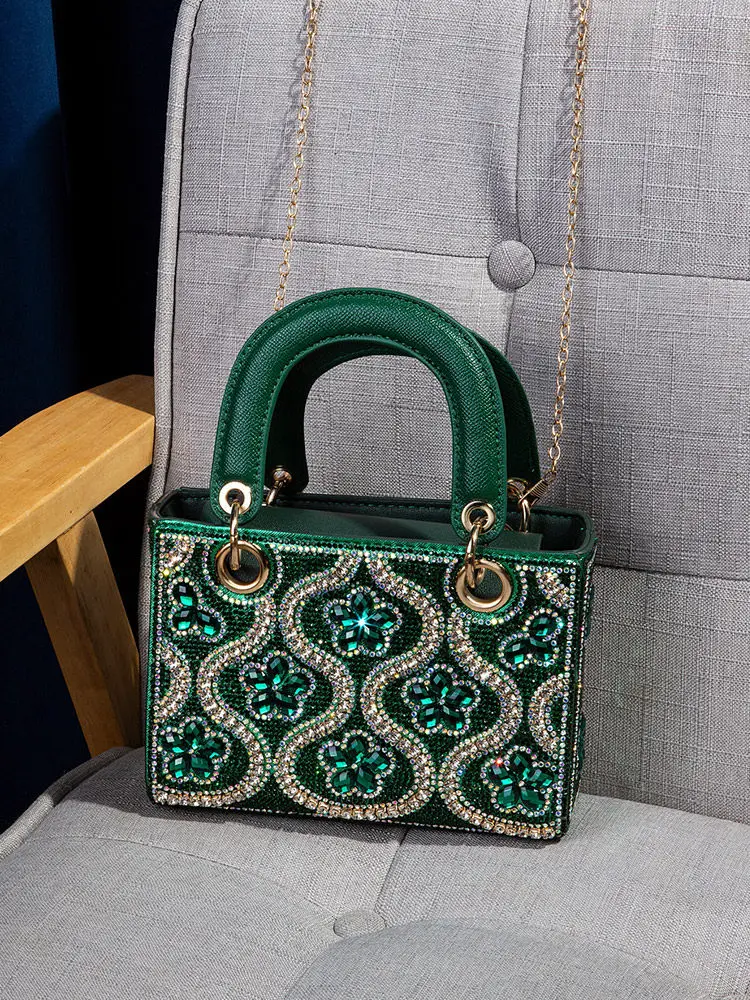 

Элегантная женская сумка-кроссбоди с бриллиантами, маленькая квадратная сумка для вечеринок, модная сумка для торжественных мероприятий.