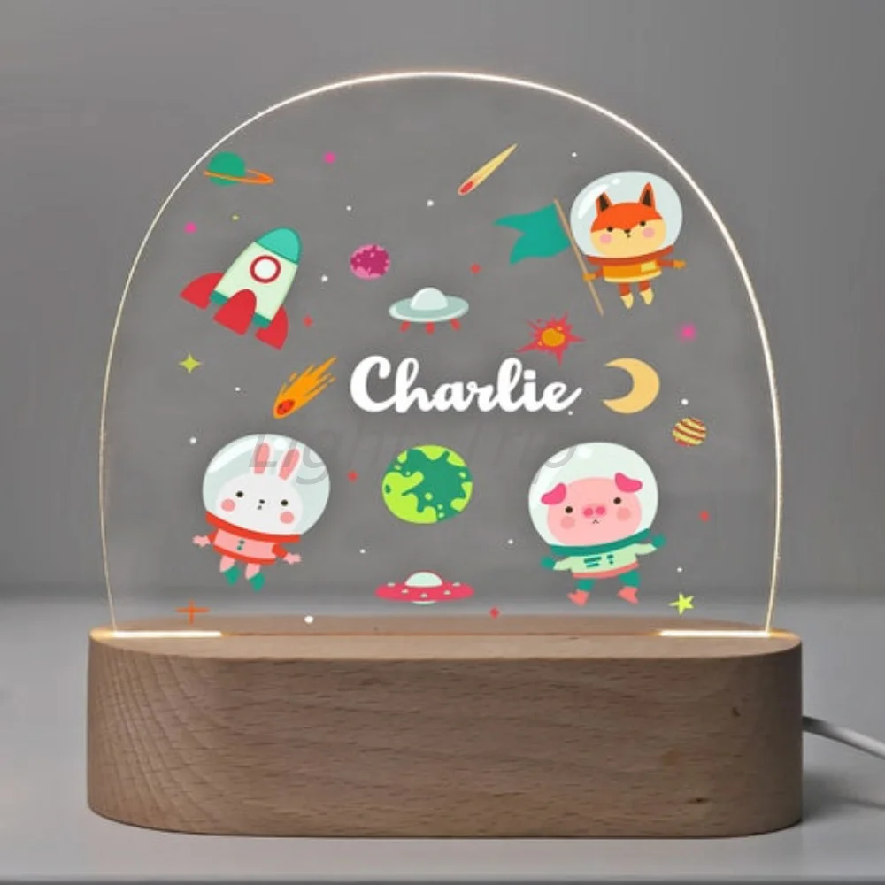 Luz de noche acrílica personalizada para niños, regalo de cumpleaños perfecto para niñas y niños, hecho a mano nombre personalizado, Decoración Led