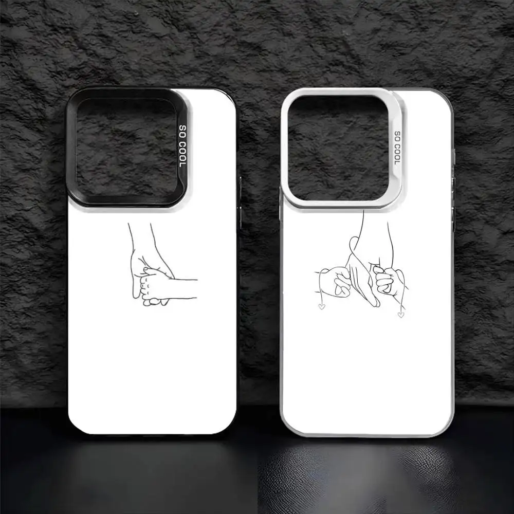 

Mom Daughter Son Dad Hold H-Hands Phone Case For iPhone 16,15,14,13,12,17,Pro,MAX Black Matte Shockproof Cover