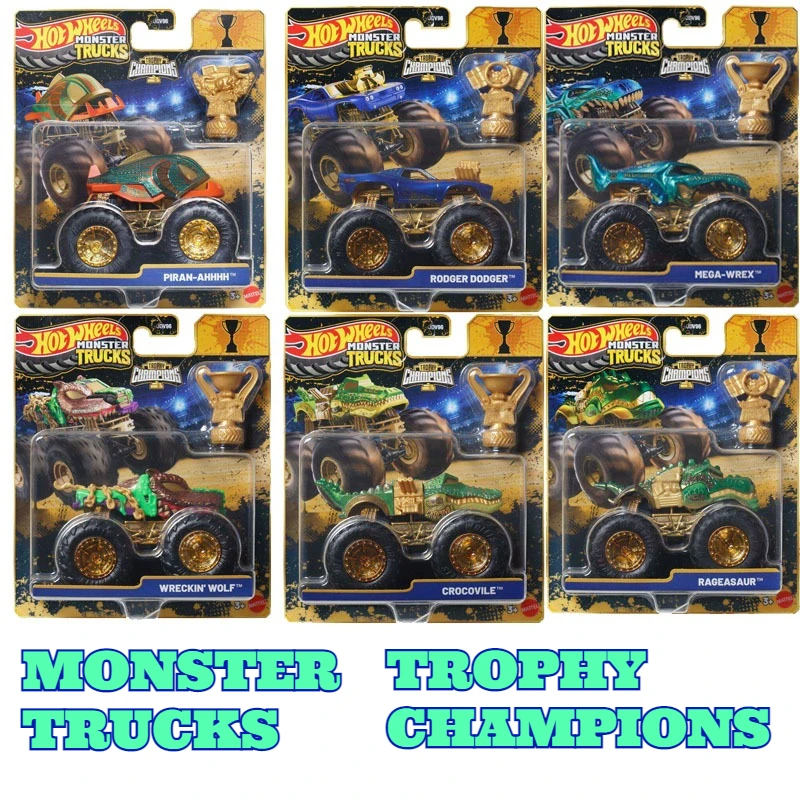 Carrinhos Hot Wheels Originais Monster Trucks 1/64 Diecast Wreckin Wolf Paran Ahhhh Rodger Dodger Modelo de Metal para Presente de Aniversário