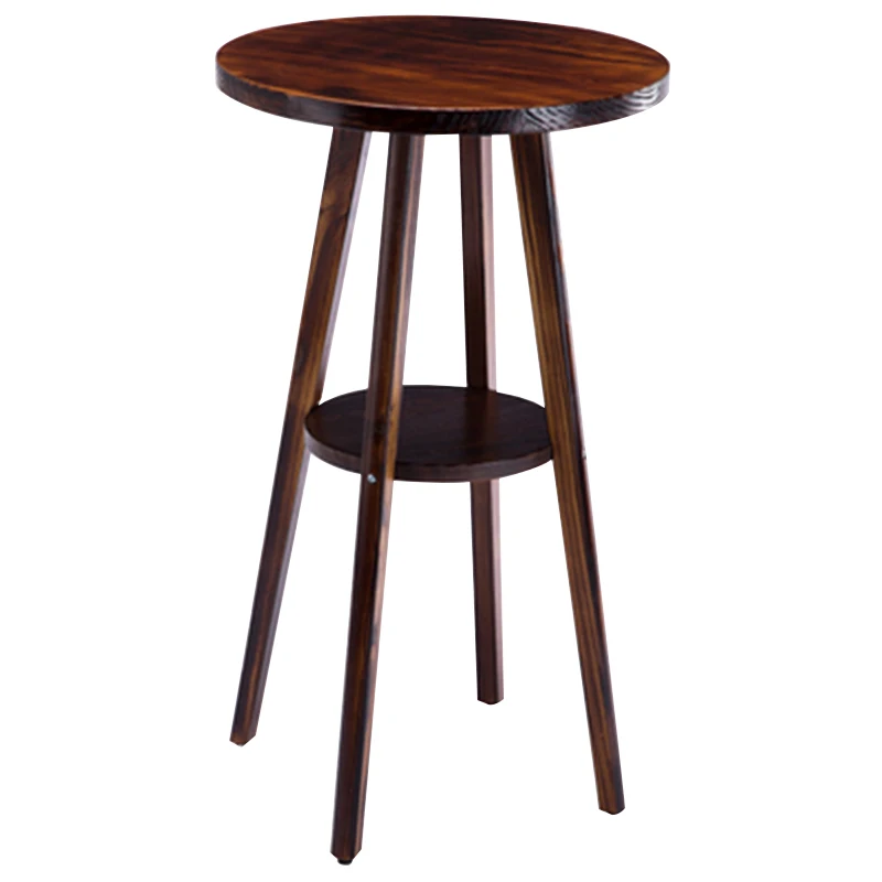 Mesa de bar de madera americana, mesa redonda alta retro, escritorio de madera frontal de ocio