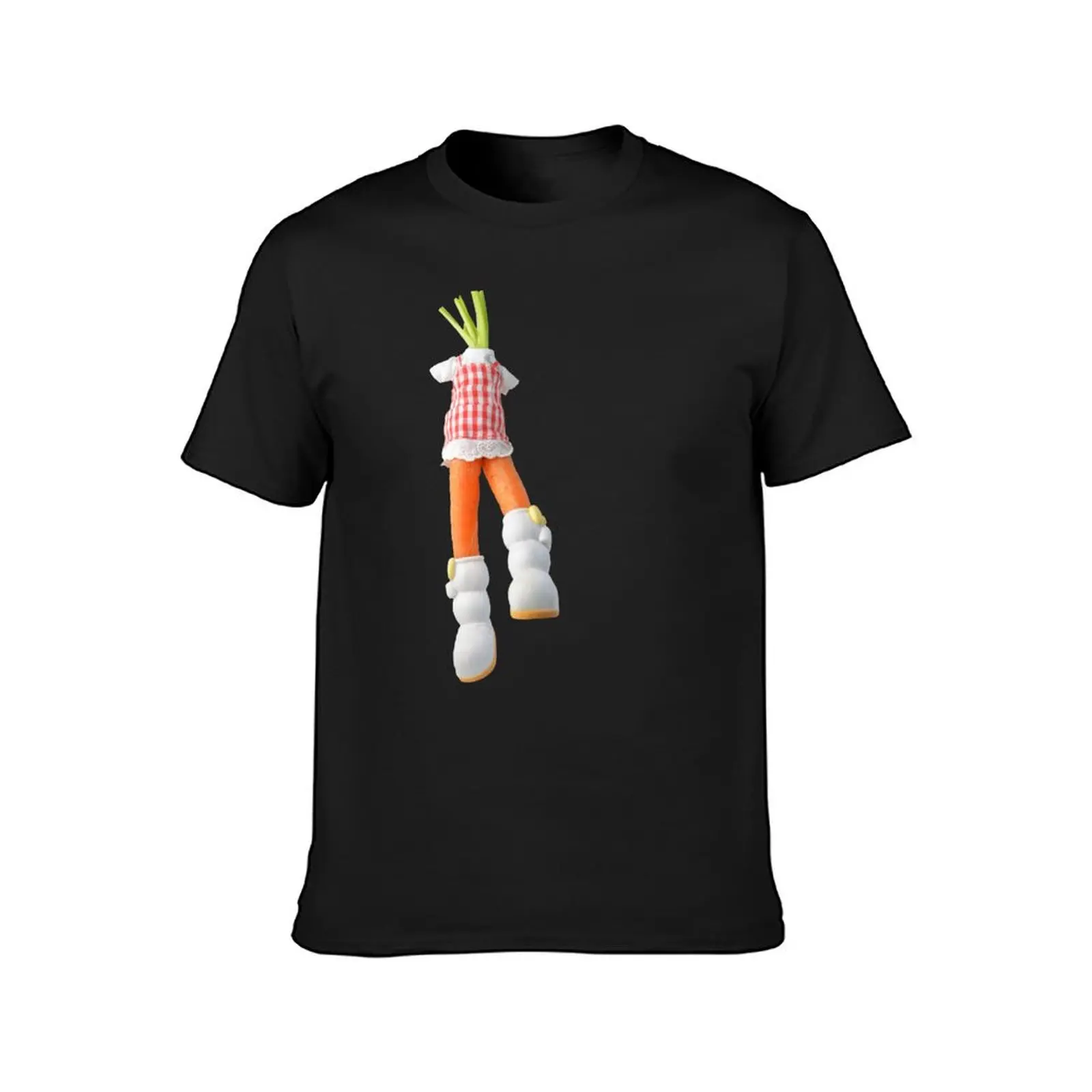 Funny carrot dressed with boots and cute checked dress T-Shirt animal prinfor boys blacks mens t shirt