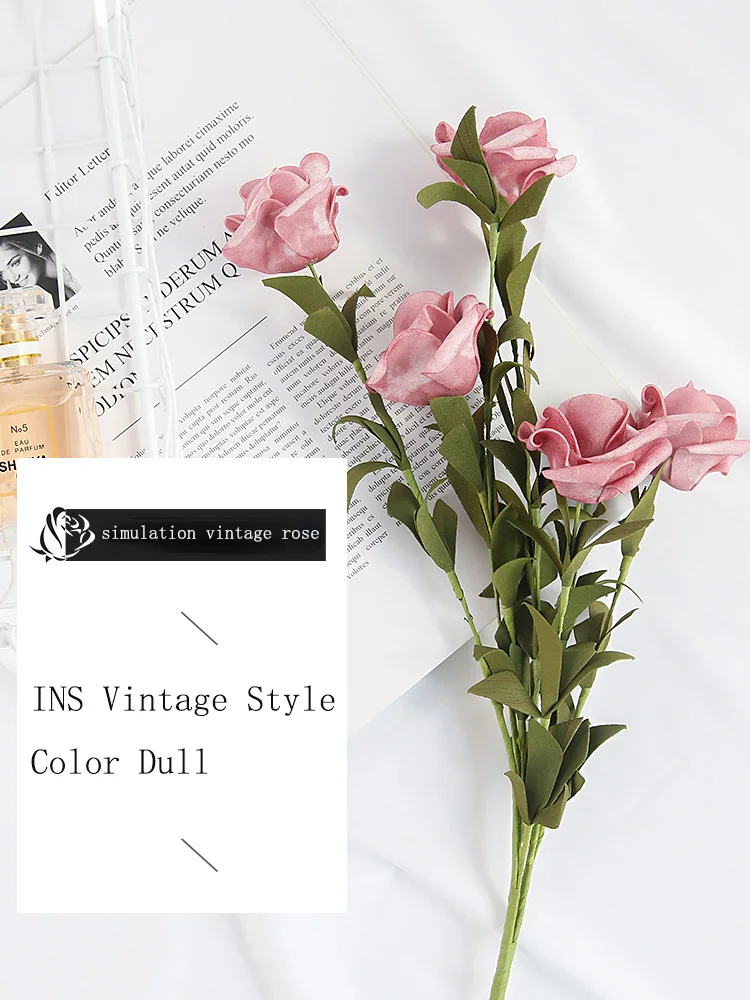 

Simulation Retro INS Style Roses Gourmet Manicure Wedding Photo Studio Portrait Shooting Decorative Flower Props Photography