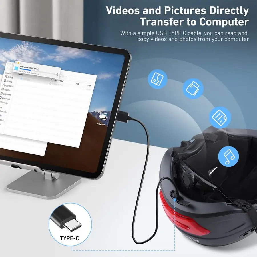 خوذات الدراجة للرجال خوذات ذكية للبالغين مع كاميرا رياضية 1080P 60 fps هوائي مزدوج خوذة دراجة نسائية بلوتوث #4