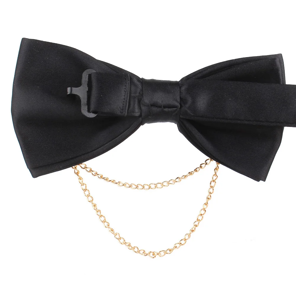 Moda gravata borboleta preta com decoração de metal casamento laço laço nó adulto terno gravata borboleta para homens mulher cravats noivo bowties